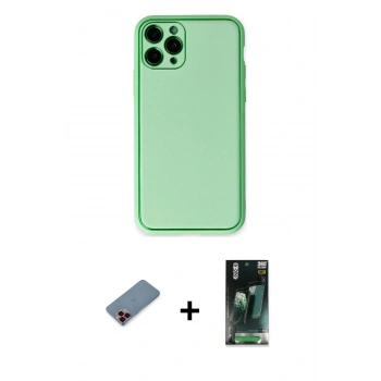MARSİLYAN™- iPhone 11 Pro Kılıf Yadigar Klasik - Şeffaf 360 Full Body Arka Koruyucu + Metal Kamera Lens Koruma Cam - KI