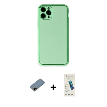 MARSİLYAN™- iPhone 11 Pro Kılıf Yadigar Klasik - Şeffaf Pasifik Cam Ekran Koruyucu + Shine Kamera Lens Koruma Cam - GD