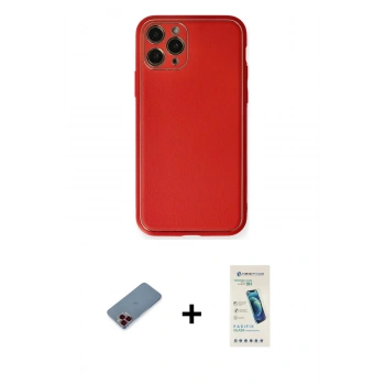 MARSİLYAN™- iPhone 11 Pro Kılıf Yadigar Klasik - Şeffaf Pasifik Cam Ekran Koruyucu + Metal Kamera Lens Koruma Cam - KI