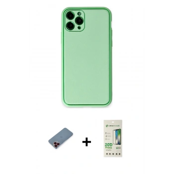 MARSİLYAN™- iPhone 11 Pro Kılıf Yadigar Klasik - Siyah 20D Premium Cam Ekran Koruyucu + Metal Kamera Lens Koruma Cam - KI