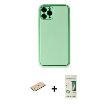 MARSİLYAN™- iPhone 11 Pro Kılıf Yadigar Klasik - Siyah 20D Premium Cam Ekran Koruyucu + Renkli Kamera Lens Koruma Cam - PE