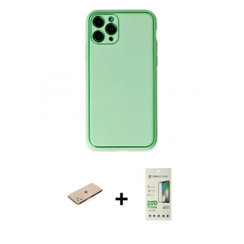 MARSİLYAN™- iPhone 11 Pro Kılıf Yadigar Klasik - Siyah 20D Premium Cam Ekran Koruyucu + Renkli Kamera Lens Koruma Cam - YL