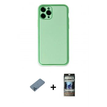 MARSİLYAN™- iPhone 11 Pro Kılıf Yadigar Klasik - Siyah 34D Hayalet Izgaralı Cam + Shine Kamera Lens Koruma Cam - MI