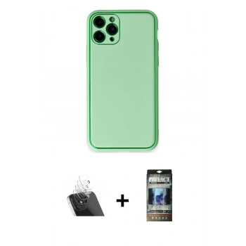 MARSİLYAN™- iPhone 11 Pro Kılıf Yadigar Klasik - Siyah 34D Hayalet Izgaralı Cam + Kamera Lens Koruma Cam - SF