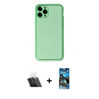 MARSİLYAN™- iPhone 11 Pro Kılıf Yadigar Klasik - Siyah 34D Izgaralı Cam + Kamera Lens Koruma Cam - SF