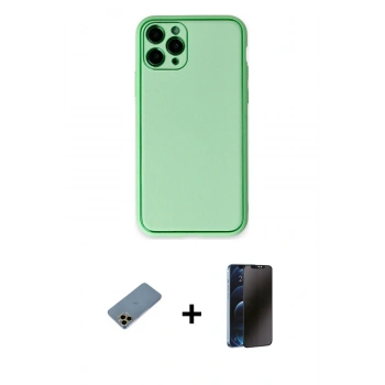 MARSİLYAN™- iPhone 11 Pro Kılıf Yadigar Klasik - Siyah 3D Antistatik Hayalet Cam Ekran Koruyucu + Shine Kamera Lens Koruma Cam - GD