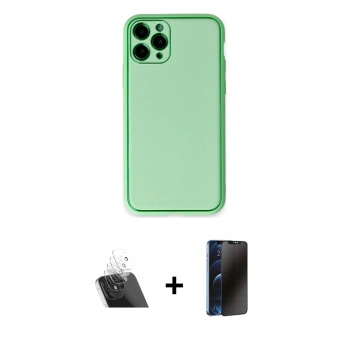 MARSİLYAN™- iPhone 11 Pro Kılıf Yadigar Klasik - Siyah 3D Antistatik Hayalet Cam Ekran Koruyucu + Kamera Lens Koruma Cam - SF
