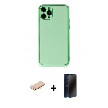 MARSİLYAN™- iPhone 11 Pro Kılıf Yadigar Klasik - Siyah 3D Antistatik Hayalet Cam Ekran Koruyucu + Renkli Kamera Lens Koruma Cam - MI