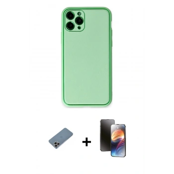 MARSİLYAN™- iPhone 11 Pro Kılıf Yadigar Klasik - Siyah 3D Antistatik Mat Seramik Nano Ekran Koruyucu + Shine Kamera Lens Koruma Cam - GI