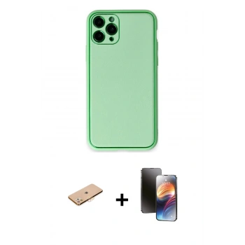 MARSİLYAN™- iPhone 11 Pro Kılıf Yadigar Klasik - Siyah 3D Antistatik Mat Seramik Nano Ekran Koruyucu + Renkli Kamera Lens Koruma Cam - TU