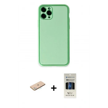 MARSİLYAN™- iPhone 11 Pro Kılıf Yadigar Klasik - Siyah 5D Hayalet Cam Ekran Koruyucu + Renkli Kamera Lens Koruma Cam - MI