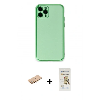MARSİLYAN™- iPhone 11 Pro Kılıf Yadigar Klasik - Siyah Mat Seramik Nano Ekran Koruyucu + Renkli Kamera Lens Koruma Cam - TU