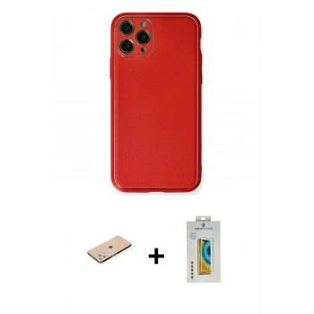 MARSİLYAN™- iPhone 11 Pro Kılıf Yadigar Klasik - Siyah Polymer Nano Ekran Koruyucu + Renkli Kamera Lens Koruma Cam - YL