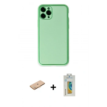 MARSİLYAN™- iPhone 11 Pro Kılıf Yadigar Klasik - Siyah Polymer Nano Ekran Koruyucu + Renkli Kamera Lens Koruma Cam - TU