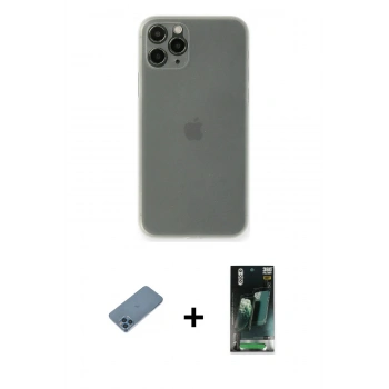 MARSİLYAN™- iPhone 11 Pro Kılıf Yadigar Yansıma Serisi - Şeffaf 360 Full Body Arka Koruyucu + Shine Kamera Lens Koruma Cam - MI