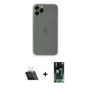 MARSİLYAN™- iPhone 11 Pro Kılıf Yadigar Yansıma Serisi - Şeffaf 360 Full Body Arka Koruyucu + Kamera Lens Koruma Cam - SF