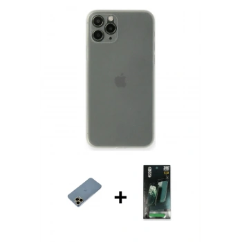 MARSİLYAN™- iPhone 11 Pro Kılıf Yadigar Yansıma Serisi - Şeffaf 360 Full Body Arka Koruyucu + Shine Kamera Lens Koruma Cam - GD