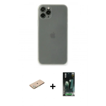 MARSİLYAN™- iPhone 11 Pro Kılıf Yadigar Yansıma Serisi - Şeffaf 360 Full Body Arka Koruyucu + Renkli Kamera Lens Koruma Cam - YL
