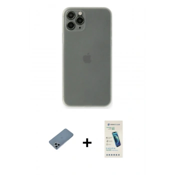 MARSİLYAN™- iPhone 11 Pro Kılıf Yadigar Yansıma Serisi - Şeffaf Pasifik Cam Ekran Koruyucu + Shine Kamera Lens Koruma Cam - SABE