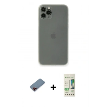 MARSİLYAN™- iPhone 11 Pro Kılıf Yadigar Yansıma Serisi - Siyah 20D Premium Cam Ekran Koruyucu + Metal Kamera Lens Koruma Cam - KI