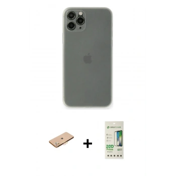 MARSİLYAN™- iPhone 11 Pro Kılıf Yadigar Yansıma Serisi - Siyah 20D Premium Cam Ekran Koruyucu + Renkli Kamera Lens Koruma Cam - TU