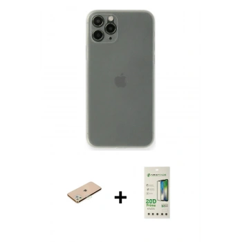 MARSİLYAN™- iPhone 11 Pro Kılıf Yadigar Yansıma Serisi - Siyah 20D Premium Cam Ekran Koruyucu + Renkli Kamera Lens Koruma Cam - YL