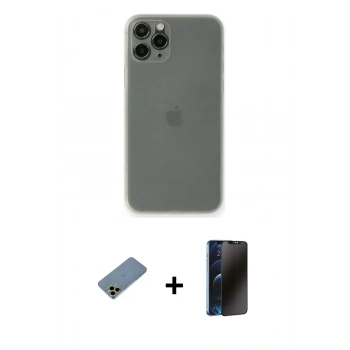 MARSİLYAN™- iPhone 11 Pro Kılıf Yadigar Yansıma Serisi - Siyah 3D Antistatik Hayalet Cam Ekran Koruyucu + Shine Kamera Lens Koruma Cam - GD