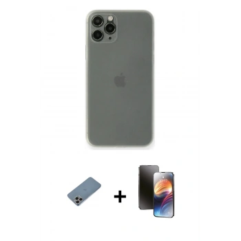 MARSİLYAN™- iPhone 11 Pro Kılıf Yadigar Yansıma Serisi - Siyah 3D Antistatik Mat Seramik Nano Ekran Koruyucu + Shine Kamera Lens Koruma Cam - GI