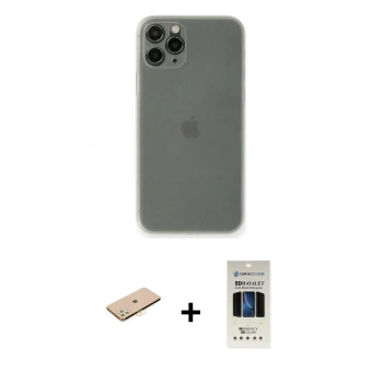 MARSİLYAN™- iPhone 11 Pro Kılıf Yadigar Yansıma Serisi - Siyah 5D Hayalet Cam Ekran Koruyucu + Renkli Kamera Lens Koruma Cam - SI