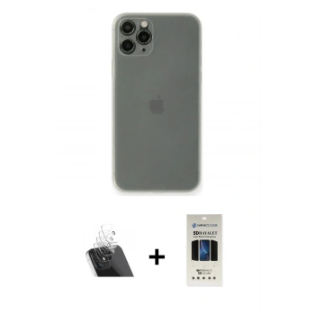 MARSİLYAN™- iPhone 11 Pro Kılıf Yadigar Yansıma Serisi - Siyah 5D Hayalet Cam Ekran Koruyucu + Kamera Lens Koruma Cam - SF