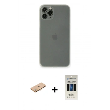 MARSİLYAN™- iPhone 11 Pro Kılıf Yadigar Yansıma Serisi - Siyah 5D Hayalet Cam Ekran Koruyucu + Renkli Kamera Lens Koruma Cam - TU