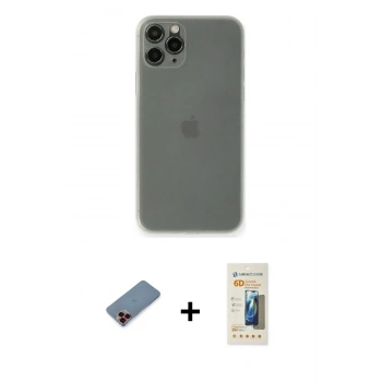 MARSİLYAN™- iPhone 11 Pro Kılıf Yadigar Yansıma Serisi - Siyah 6D Mat Seramik Hayalet Nano Ekran Koruyucu + Metal Kamera Lens Koruma Cam - KI