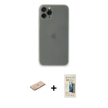MARSİLYAN™- iPhone 11 Pro Kılıf Yadigar Yansıma Serisi - Siyah 6D Mat Seramik Hayalet Nano Ekran Koruyucu + Renkli Kamera Lens Koruma Cam - SI