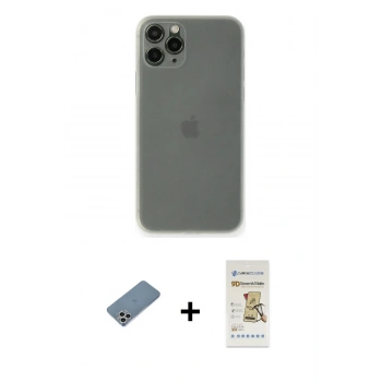 MARSİLYAN™- iPhone 11 Pro Kılıf Yadigar Yansıma Serisi - Siyah Mat Seramik Nano Ekran Koruyucu + Shine Kamera Lens Koruma Cam - GS