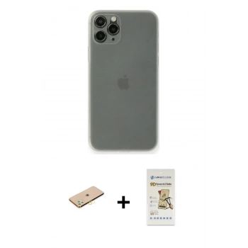 MARSİLYAN™- iPhone 11 Pro Kılıf Yadigar Yansıma Serisi - Siyah Mat Seramik Nano Ekran Koruyucu + Renkli Kamera Lens Koruma Cam - PE