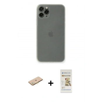MARSİLYAN™- iPhone 11 Pro Kılıf Yadigar Yansıma Serisi - Siyah Mat Seramik Nano Ekran Koruyucu + Renkli Kamera Lens Koruma Cam - SI