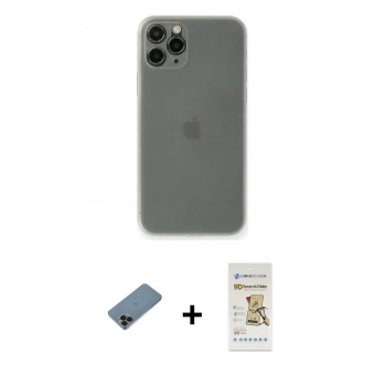 MARSİLYAN™- iPhone 11 Pro Kılıf Yadigar Yansıma Serisi - Siyah Mat Seramik Nano Ekran Koruyucu + Shine Kamera Lens Koruma Cam - SH