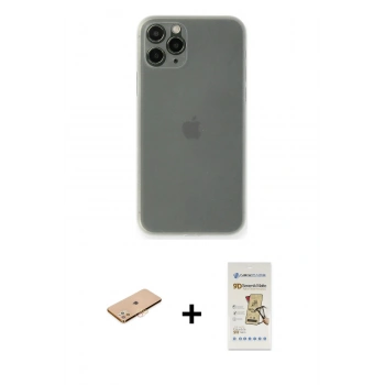 MARSİLYAN™- iPhone 11 Pro Kılıf Yadigar Yansıma Serisi - Siyah Mat Seramik Nano Ekran Koruyucu + Renkli Kamera Lens Koruma Cam - TU