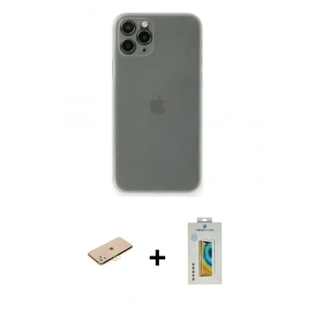 MARSİLYAN™- iPhone 11 Pro Kılıf Yadigar Yansıma Serisi - Siyah Polymer Nano Ekran Koruyucu + Renkli Kamera Lens Koruma Cam - SI