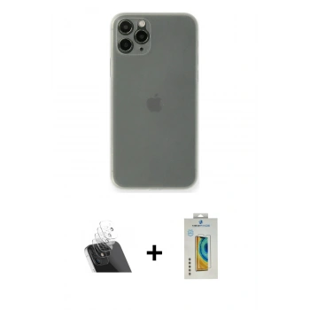 MARSİLYAN™- iPhone 11 Pro Kılıf Yadigar Yansıma Serisi - Siyah Polymer Nano Ekran Koruyucu + Kamera Lens Koruma Cam - SF