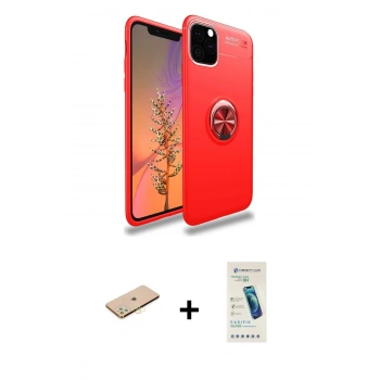 MARSİLYAN™- iPhone 11 Pro Kılıf Yankı Form Prime - Şeffaf Pasifik Cam Ekran Koruyucu + Renkli Kamera Lens Koruma Cam - SI