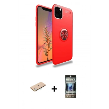 MARSİLYAN™- iPhone 11 Pro Kılıf Yankı Form Prime - Siyah 34D Hayalet Izgaralı Cam + Renkli Kamera Lens Koruma Cam - MI