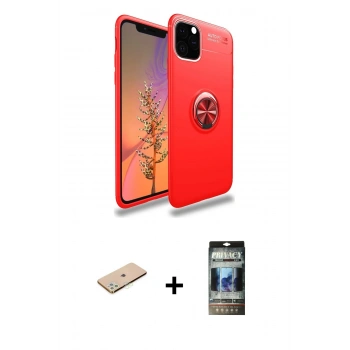 MARSİLYAN™- iPhone 11 Pro Kılıf Yankı Form Prime - Siyah 34D Hayalet Izgaralı Cam + Renkli Kamera Lens Koruma Cam - YL