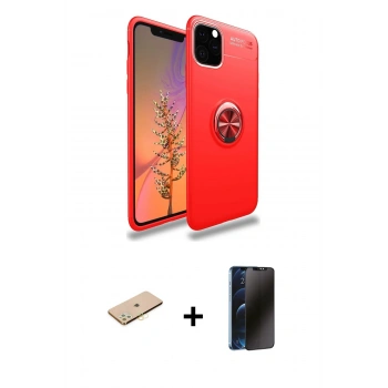 MARSİLYAN™- iPhone 11 Pro Kılıf Yankı Form Prime - Siyah 3D Antistatik Hayalet Cam Ekran Koruyucu + Renkli Kamera Lens Koruma Cam - PE