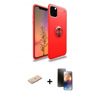 MARSİLYAN™- iPhone 11 Pro Kılıf Yankı Form Prime - Siyah 3D Antistatik Mat Seramik Nano Ekran Koruyucu + Renkli Kamera Lens Koruma Cam - MI