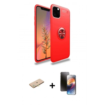 MARSİLYAN™- iPhone 11 Pro Kılıf Yankı Form Prime - Siyah 3D Antistatik Mat Seramik Nano Ekran Koruyucu + Renkli Kamera Lens Koruma Cam - SI