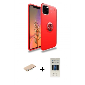MARSİLYAN™- iPhone 11 Pro Kılıf Yankı Form Prime - Siyah 5D Hayalet Cam Ekran Koruyucu + Renkli Kamera Lens Koruma Cam - MI