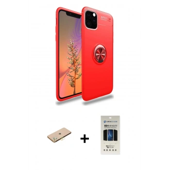 MARSİLYAN™- iPhone 11 Pro Kılıf Yankı Form Prime - Siyah 5D Hayalet Cam Ekran Koruyucu + Renkli Kamera Lens Koruma Cam - PE