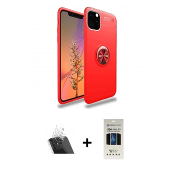 MARSİLYAN™- iPhone 11 Pro Kılıf Yankı Form Prime - Siyah 5D Hayalet Cam Ekran Koruyucu + Kamera Lens Koruma Cam - SF