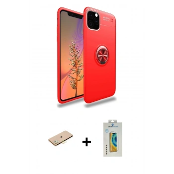MARSİLYAN™- iPhone 11 Pro Kılıf Yankı Form Prime - Siyah Polymer Nano Ekran Koruyucu + Renkli Kamera Lens Koruma Cam - SI